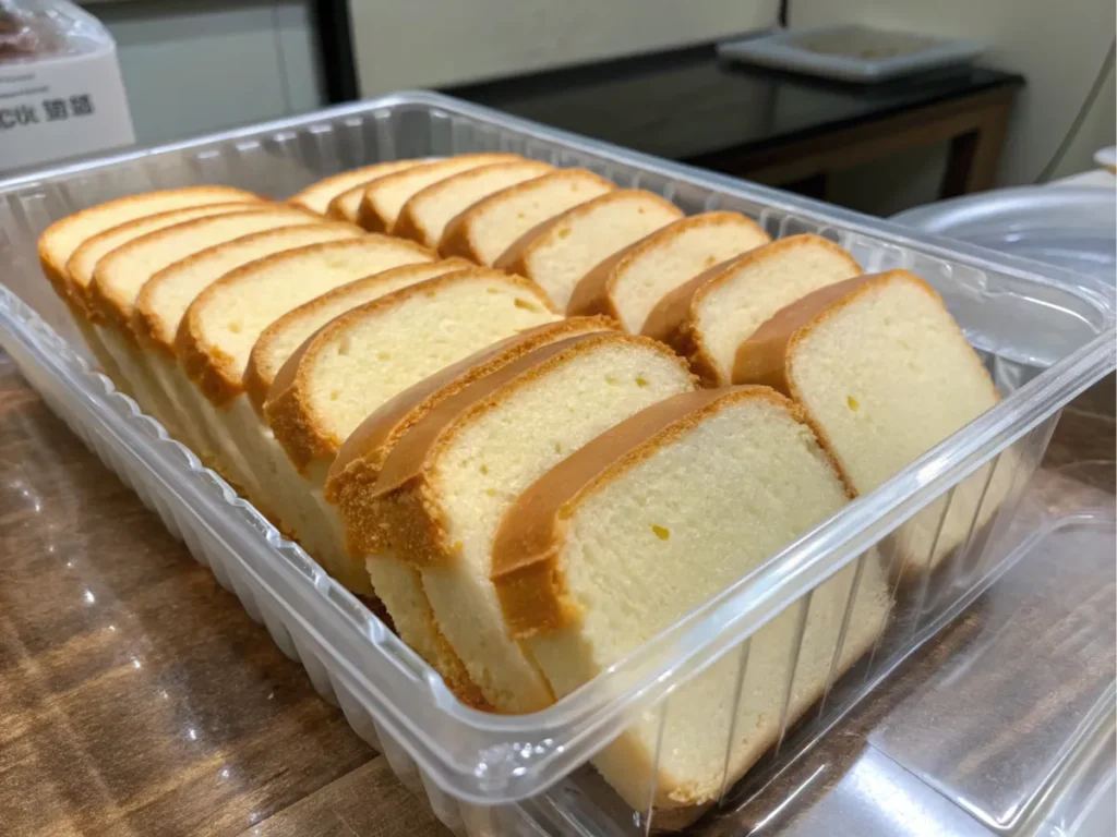 Slices stored in an airtight container for freshness.