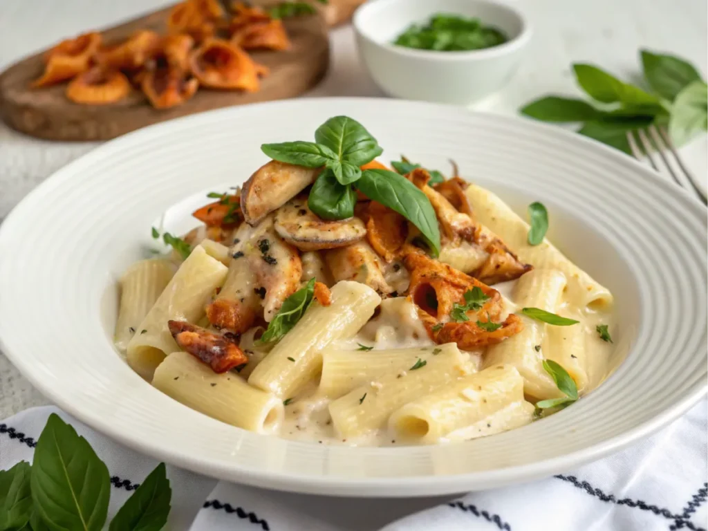 Pasta with mushrooms.