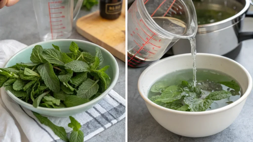 Preparing the ingredients for Moroccan Mint Tea