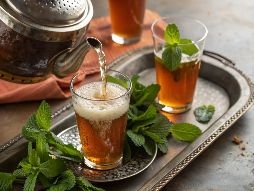 Serving Moroccan Mint Tea