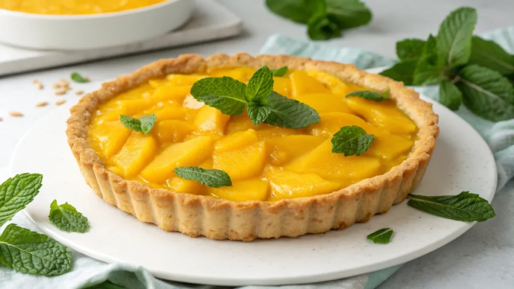 Le Mango Pie with golden crust and vibrant mango filling